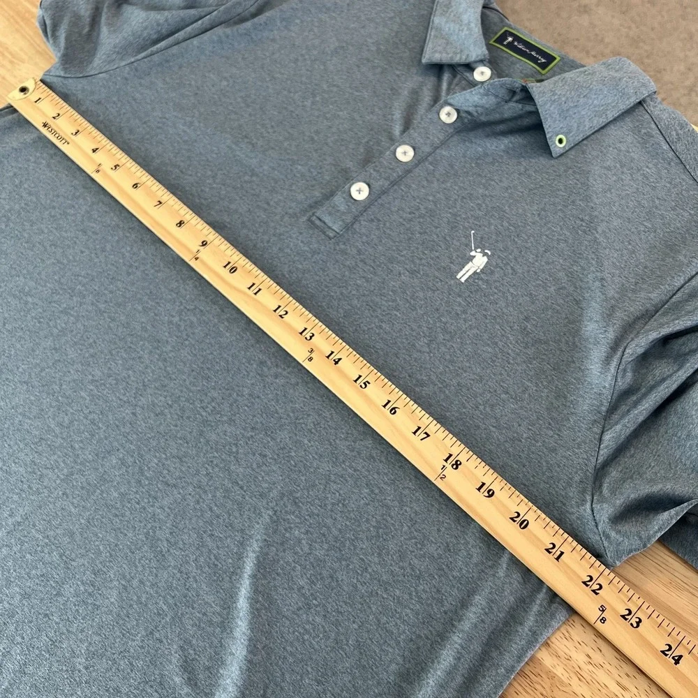 William Murray Golf Polo Mens Large‎ Shirt Performance Stretch Blue Plaid Trim